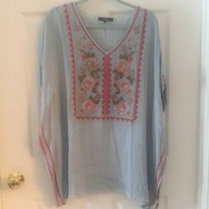Embroidered Poncho Top